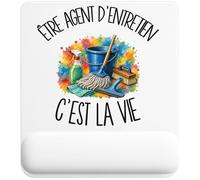 Tapis de Souris Être Agent d'entretien C'est la Vie | Tapis Ergonomique 22 × 18 cm Repose-Poignet en Mousse | Bureau Télétravail Études | Cadeau Métier de la Propreté Homme Femme Anniversaire Noël