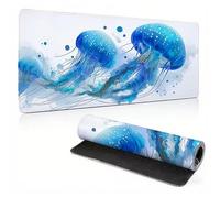 Tapis de Souris Extra Large 700 x 400 x 4 mm, Tapis de Souris Gaming Surface Lisse et Base en Caoutchouc Anti-Dérapant, Mouse Mat Haute Précision et Vitesse XXL, Mouse Pad Bleu méduse 0A0-477