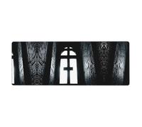 Tapis de souris extra large avec motif croix d'église 30,5 x 80 cm pour le bureau, les jeux et l'apprentissage - Durable, confortable et respectueux de l'environnement