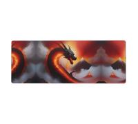 Tapis de souris extra large motif dragon sur volcan 30,5 x 80 cm pour bureau, jeux et apprentissage - Durable, confortable et respectueux de l'environnement
