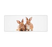 Tapis de souris extra large, motif lapin blanc, imperméable, base en caoutchouc antidérapant, bords cousus, 30 x 80 cm