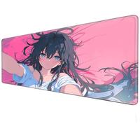 Tapis de souris extra large, XXL pour ordinateur de bureau, anime girl mousepad - anti slip keyboard pad - stitched edges - cute girl manga and game enthusiast fan mouse pad - PC home office mousepad