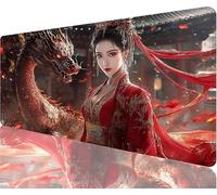 Tapis de Souris Femme Tapis de Souris Gaming xxl 1000x500x3mm, Dragon Mouse Pad Imperméable et Antidérapant les Bords à Double Couture Assurent Durabilité, Tandis Tissu Microfibre Cadeaux Homme N1-712