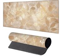Tapis de Souris Feuilles 900 x 400 mm Grand Mouse Mat XXL, Jaune Tapis de Souris Bureau Gamer, à Bords Cousus, Base en Caoutchouc Antidérapante, sous Main pour sous-Main Bureau, Decoration I-D