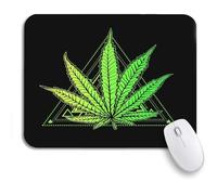 Tapis De Souris Feuilles De Cannabis Herbe De Cannabis Herbe Ganja Illicite Stupéfiant Illégal Tapis De Souris D'Ordinateur avec Bord Cousu Tapis Souris, pour Maison, Ordinateur, 25 x 30cm