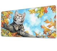 Tapis de Souris Feuilles De Chat Gaming Mouse Pad Grand Extended XXL 700x400 Tapis de Bureau Surface Lisse Durable avec Base en Caoutchouc Imperméable et Antidérapante Mousepad pour Bureau, zj-300