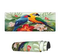Tapis De Souris Feuilles De Palmier Toucan Perroquet Tropical Résistant À Usure Avec Bord Cousu Tapis De Souris Antidérapant, Pour Ordinateur, Ordinateur Portable, Jeux, 80x30cm