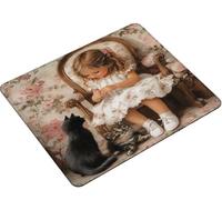 Tapis de Souris fille chat, Tapis de Souris Gaming, avec Base en Caoutchouc Imperméable et Antidérapante, Améliore Précision et Vitesse, Mousepad pour Joueur Bureau Maison, Mousepad 240x200x3mm S0-761
