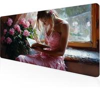 Tapis De Souris Fille,Sous Main Bureau Fleur Tapis De Souris XXL Gaming 1200x600x3mm Protege Bureau Avec Base AntidéRapante,Durable Et ImperméAble Tissu Texturé Microtissu AméLiore PréCision Y1-1113