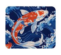 Tapis De Souris Fish Koi Blue Wave Pattern sous-Main Durable Accessoires De Jeu Antidérapante Mouse Pad pour Bureau Ordinateur Portable Travail M