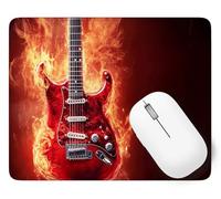 Tapis de Souris Flamme, Tapis de Souris Gamer 200 x 150 mm Bords Cousus, Haute Précision et Vitesse avec Base en Caoutchouc Antidérapante Mouse Pad Guitare, pour Bureau, Études, Gaming p1j-331