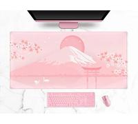 tapis de souris fleur de cerisier rose motif floral étendu bureau japonais Fuji paysage antidérapant XXL 90 x 40 cm