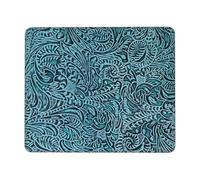 Tapis De Souris Fleur en Cuir Rustique Et Travaillée De Style Western Mousepad Portable Souris Tapis Durable Tapis De Bureau pour Travail Bureau Pc 25X30Cm