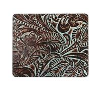 Tapis De Souris Fleur en Cuir Rustique Et Travaillée De Style Western Tapis De Bureau Moderne Tapis De Souris Gaming Durable Accessoires De Jeu Mac Et Pc pour Gaming Bureau Travail 25X30Cm