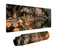 Tapis de Souris Fleur Étanche Mouse Pad Petite Ville Tapis de Souris XXL 70x30x0.3 cm Bords Cousus Précision et Vitesse Améliorées pour Ordinateur Portable Clavier Gamer Decoration Automne FSBD-5129