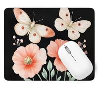 Tapis De Souris Fleur Mouse Pad Petit 34 x 28 cm, Papillon Tapis Souris Gamer, Base en Caoutchouc Imperméable et Antidérapante, Offrez-Vous Une Glisse Ultra-Douce et Un Suivi Optimal Jeux p1j-101