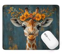 Tapis de Souris Fleur Tapis de Souris 300 x 250 mm Bords Cousus, A-3966 | Girafe Mouse Pad Petit, avec Imperméable et Antidérapante Mousepad, pour PC Gamer Bureau Decor, Cadeaux pour Hommes A-3966