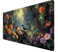Tapis de Souris Fleur Tapis de Souris Gamer XXL 900x400x3mm Mouse Pad Oiseau, Bords Surpiqués, Base en Caoutchouc Imperméable et Antidérapante, Améliore la Précision et la Vitesse, Jeux Y7-661
