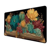 Tapis de Souris Fleur Tapis Souris XXL 700 x 300mm, Imperméable Mousepad Cactus Motif Bords Cousus Conception Accessoire Bureau Base en Caoutchouc Antidérapant Surface pour Gamer, Bureau -hjw25062Z