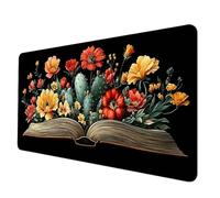 Tapis de Souris Fleur Tapis Souris XXL 900 x 400 mm, Imperméable Mousepad Cactus Motif Bords Cousus Conception Accessoire Bureau Base en Caoutchouc Antidérapant Surface pour Gamer, Bureau -hjw2506TB