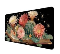 Tapis de Souris Fleur Tapis Souris XXL 900 x 400 mm, Imperméable Mousepad Cactus Motif Bords Cousus Conception Accessoire Bureau Base en Caoutchouc Antidérapant Surface pour Gamer, Bureau -hjw2506P0
