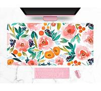Tapis de souris fleurs aquarelle grand tapis de bureau protecteur tapis de souris de jeu XXL tapis de souris avec bord cousu pour clavier tapis de souris pour ordinateur portable PC 80 x 40 cm