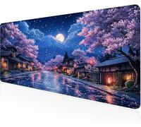 Tapis De Souris Fleurs Cerisier,Sous Main Bureau Petite Ville Tapis De Souris XXL Gaming 1600x800x3mm Protege Bureau Base AntidéRapante,Durable ImperméAble Texturé Microtissu AméLiore PréCision Y1-927