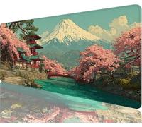 Tapis de Souris Fleurs Cerisier Tapis de Souris Gaming XXL 800x400x3mm, Mont Fuji Mouse Pad Imperméable Antidérapant Bords à Double Couture Assurent Durabilité, Tandis Microfibre Cadeaux Homme N1-254