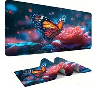Tapis de Souris Fleurs Papillon XXL 1200x600x3 mm Grand Tapis Souris Bords Cousus Imperméable Antidérapant Grand Accessoire Bureau étendu pour PC, Ordinateur Améliore Précision et Vitesse j0xk-759