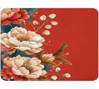Tapis de Souris Fleurs, Sous Main Bureau Gaming Merchandise Tapis Souris, Mouse Pad Texturé en Caoutchouc Anti-Dérapant, Portable, Accessoire Bureau pour Jeux, Travail Voyage 15x30 cm Rouge (2) qw-189