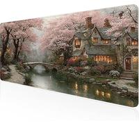 Tapis De Souris Fleurs,Sous Main Bureau Petit Pont Tapis De Souris XXL Gaming 600x400x3mm Protege Bureau Avec Base AntidéRapante,Durable ImperméAble Tissu Texturé Microtissu AméLiore PréCision Y1-40