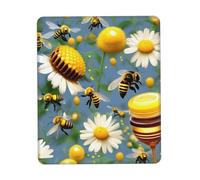 Tapis de souris Flying Bees - Imprimé pâquerettes - Miel - Pour ordinateur portable - 25,4 x 30,5 cm - Bureau - 20 x 24 cm