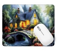 Tapis de Souris Forêt, 32 x 26 cm Tapis de Souris Gamer Mousepad, ase en Caoutchouc Imperméable et Antidérapante, Carré Cabine Mouse Pad avec Bords Surpiqués, pour Noël Décoration Cadeaux p1j-935
