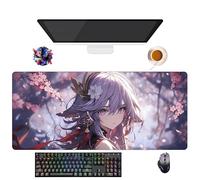 Tapis de Souris Game Genshin Yae Miko Raiden Shogun Keqing Ganyu | Tapis de Souris XXL Imperméable (90 cm x 40 cm x 3 mm) | Base Antidérapante en Caoutchouc (3)