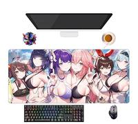 Tapis de Souris Game Genshin Yae Miko Raiden Shogun Keqing Ganyu | Tapis de Souris XXL Imperméable (90 cm x 40 cm x 3 mm) | Base Antidérapante en Caoutchouc (10)