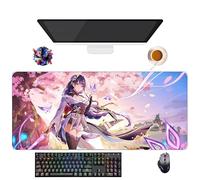 Tapis de Souris Game Genshin Yae Miko Raiden Shogun Keqing Ganyu | Tapis de Souris XXL Imperméable (90 cm x 40 cm x 3 mm) | Base Antidérapante en Caoutchouc (11)