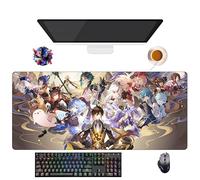 Tapis de Souris Game Genshin Yae Miko Raiden Shogun Keqing Ganyu | Tapis de Souris XXL Imperméable (90 cm x 40 cm x 3 mm) | Base Antidérapante en Caoutchouc (1)