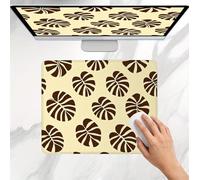 Tapis de Souris Gamer 300x250x3mm, Tapis de Souris Petit Beige feuille Modèle, Base en Caoutchouc Antidérapante, Une Glisse Ultra-Douce Un Suivi Optimal, Imperméable Mouse Pad pour Bureau, Jeu j0j-181