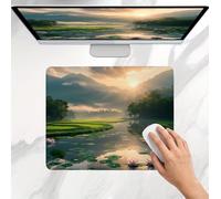 Tapis de Souris Gamer 300x250x3mm, Tapis de Souris Petit Lac Lotus lotus Modèle, Base en Caoutchouc Antidérapante, Une Glisse Ultra-Douce Un Suivi Optimal,Imperméable Mouse Pad pour Bureau Jeu j0j-351