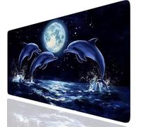 Tapis de Souris Gamer 800x400x3mm, Dauphin Tapis de Souris Bleu avec Bords Surpiqués Accessoires Bureau Travail, Migliora la Precisione e la Velocità, Convient pour la Maison et Le Bureau GKfr-4397