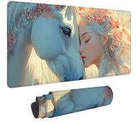 Tapis de Souris Gamer Cheval Tapis Souris XXL 1000x500 mm Mouse Pad avec Base en Caoutchouc Antidérapante,Mouse Pad Antidérapant Étanche pour Pc,Gamer,Accessoire Bureau Decoration,Fille,-dd 1060