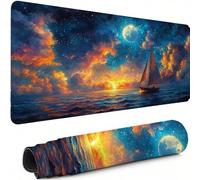 Tapis de Souris Gamer Ciel étoilé Tapis Souris XXL 800 x 400 mm, sous Main Bureauavec Bords Cousus, Océan Mouse Pad avec Caoutchouc Antidérapant, pour Le Bureau Et Maison, Cadeaux pour Hommes C-5072