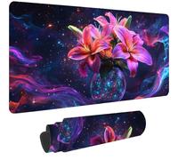 Tapis de Souris Gamer Coloré Tapis Souris XXL 1000x500 mm Mouse Pad avec Base en Caoutchouc Antidérapante,Mouse Pad Antidérapant Étanche pour Pc/Maison/Gamer,Accessoire Bureau Decoration,Lis,-j158i