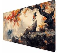 Tapis de Souris Gamer Gris Tapis de Souris XXL Peinture à L'Encre 1200 x 600 mm, Gaming Accessoire, Accessoires Bureau avec Coutures sur Les Bords Base en Caoutchouc Antidérapant Surface -XZ24G