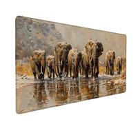 Tapis de Souris Gamer Jaune Tapis de Souris XXL 80 x 30 cm, Lavable Mouse Pad éLéPhant Mousepad Base en Caoutchouc Antidérapant Surface Bords Cousus Accessoires Gaming pour Jeux et Bureau -ly25051G