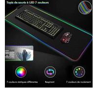 Tapis de Souris Gamer Lumineux Tapis de souris LED Light, Gaming Mouse Pad avec LED Rétro-Eclairage RVB avec câble USB, 780x 300 x 4