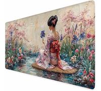 Tapis de Souris Gamer Rose Tapis de Souris XXL Japonais 900 x 400 x 3MM, Gaming Accessoire, Accessoires Bureau avec Coutures sur Les Bords Base en Caoutchouc Antidérapant Surface pour Gamer -XZ771