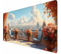 Tapis de Souris Gamer Ville Tapis de Souris XXL Peinture De Paysage 800x400x3MM, Gaming Accessoire, Accessoires Bureau avec Coutures sur Les Bords Base en Caoutchouc Antidérapant Surface -XZ534