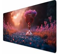 Tapis de Souris Gamer Violet Tapis de Souris XXL Fleurs 700x300x3MM, Gaming Accessoire, Accessoires Bureau avec Coutures sur Les Bords Base en Caoutchouc Antidérapant Surface pour Gamer, Bureau -XZ534