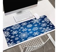 Tapis de Souris Gaming 1000x500x3mm,XXL Gamer Mouse Pad,Surface spéciale améliore la Vitesse et la précision,Base en Caoutchouc Antidérapant Surface Mouse Pad - Flocon de Neige Bleu